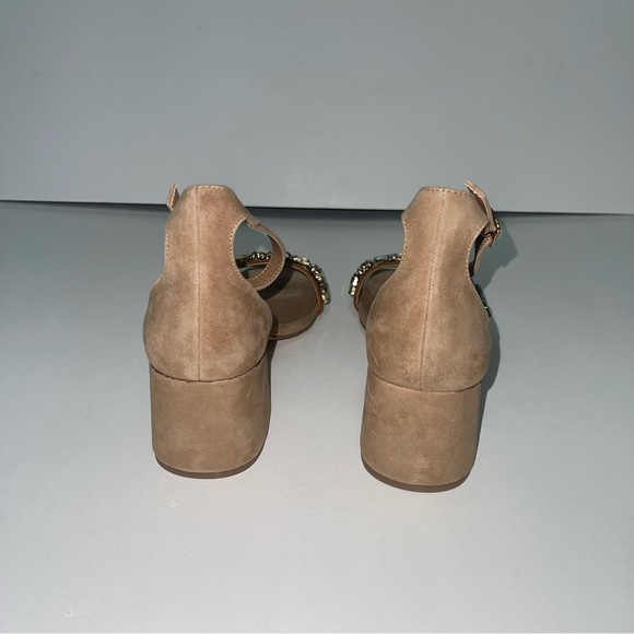 Steve Madden Tan Suede Malay Embellished Ankle Strap Block Heel Sandal New N Box - Picture 11 of 17